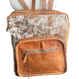 NWT Chloe & Lex Fabulous Cowhide Large Leather Brown Backpack - FABULOUS!